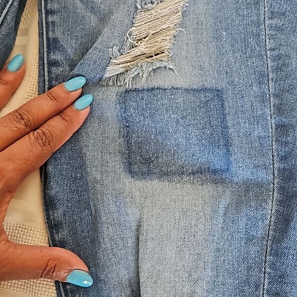 Bebe Women's Distressed Denim Jean 27 Light Blue Washed - Picture 14 of 16